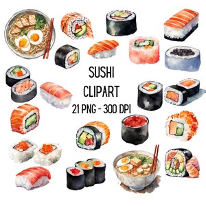 Sushi-clipartbundel | Transparant png-bestand | Sushibroodjes clipart | Digitale download | Commercieel gebruik