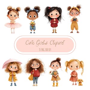 Cute Cartoon Girl Clipart, Chibi Girl Clipart, Cute Little Girl PNG,  Cute Digital Girl PNG for Sublimation & Crafts,