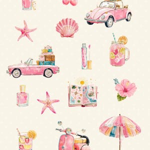 Watercolor Summer Clipart: Beach Vacation PNG Illustrations image 3