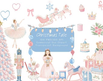Pastell Nussknacker Clipart: Aquarell Ballerina PNG (digitaler Download)