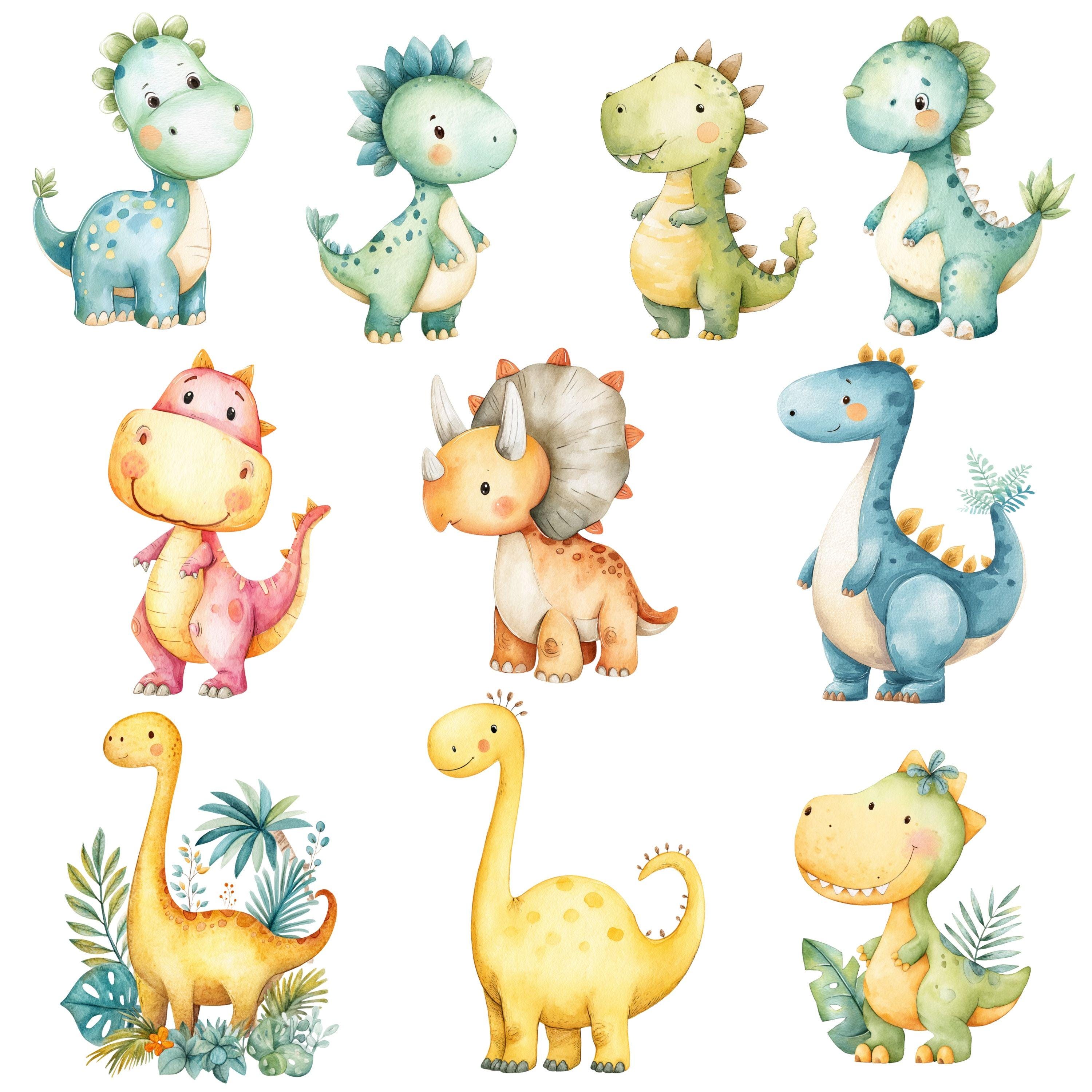 Watercolor Dinosaur Clipart: Pastel Baby Dino Nursery Decor PNG - Etsy