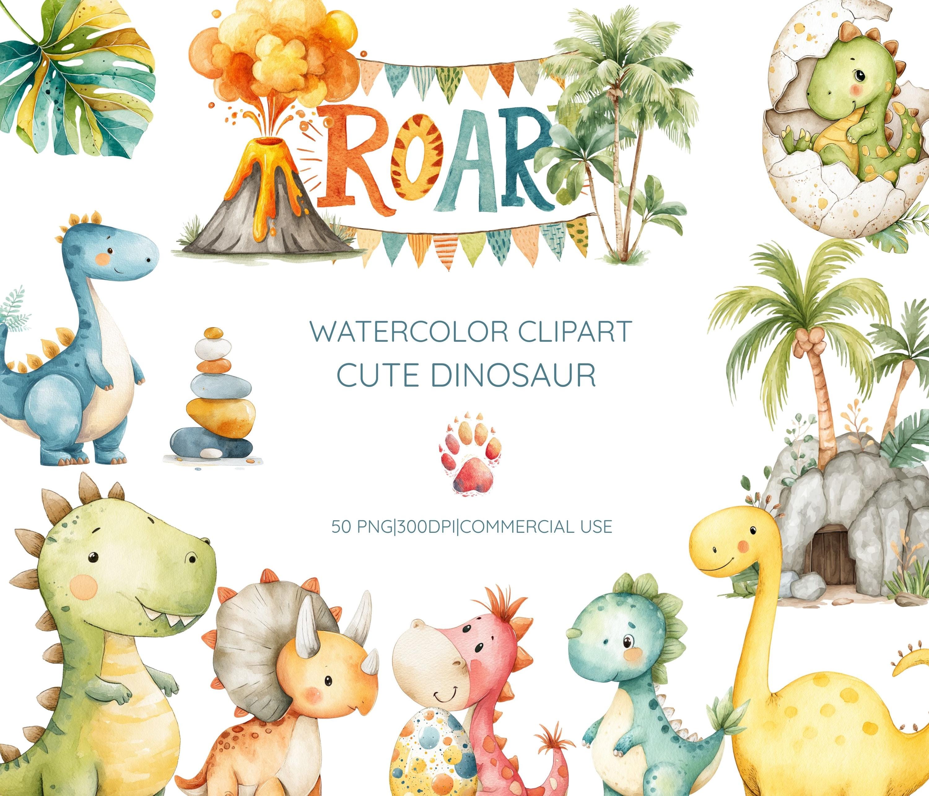Watercolor Dinosaur Clipart: Pastel Baby Dino Nursery Decor PNG - Etsy