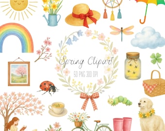 Watercolor Spring Clipart: Floral PNG Collection