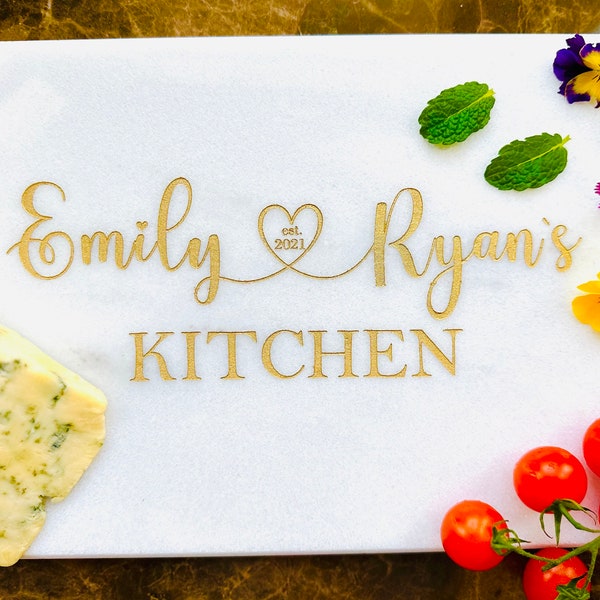 Personalised Marble Chopping Board, Custom Engraved Cheese Board, Serving Board