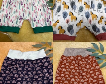 Short bloomers handmade size 50/56/62/68/74/80/86/92/98/104/110/116/122/128 children's clothing girl boy summer muslin