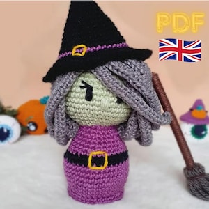 Amigurumi doll pattern Olivia witch doll, crochet Halloween doll pattern, pdf pattern in English Crochet pattern doll Amigurumi doll The