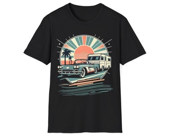 T-shirt rétro Sunset : design de voitures anciennes