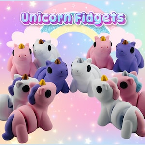 Unique 3D Printed Articulated Mini Unicorn | Flexi Fidget Toy for Sensory Play | Cute Desk Toy Unicorn Gift | Baby Animals and Party Supply