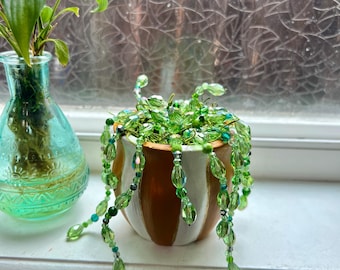 Beaded Faux Plant Decor | Crystal Vine Artificial Plant | Fairycore Home Decor |   Whimsical Window Decor | Handmade Gift