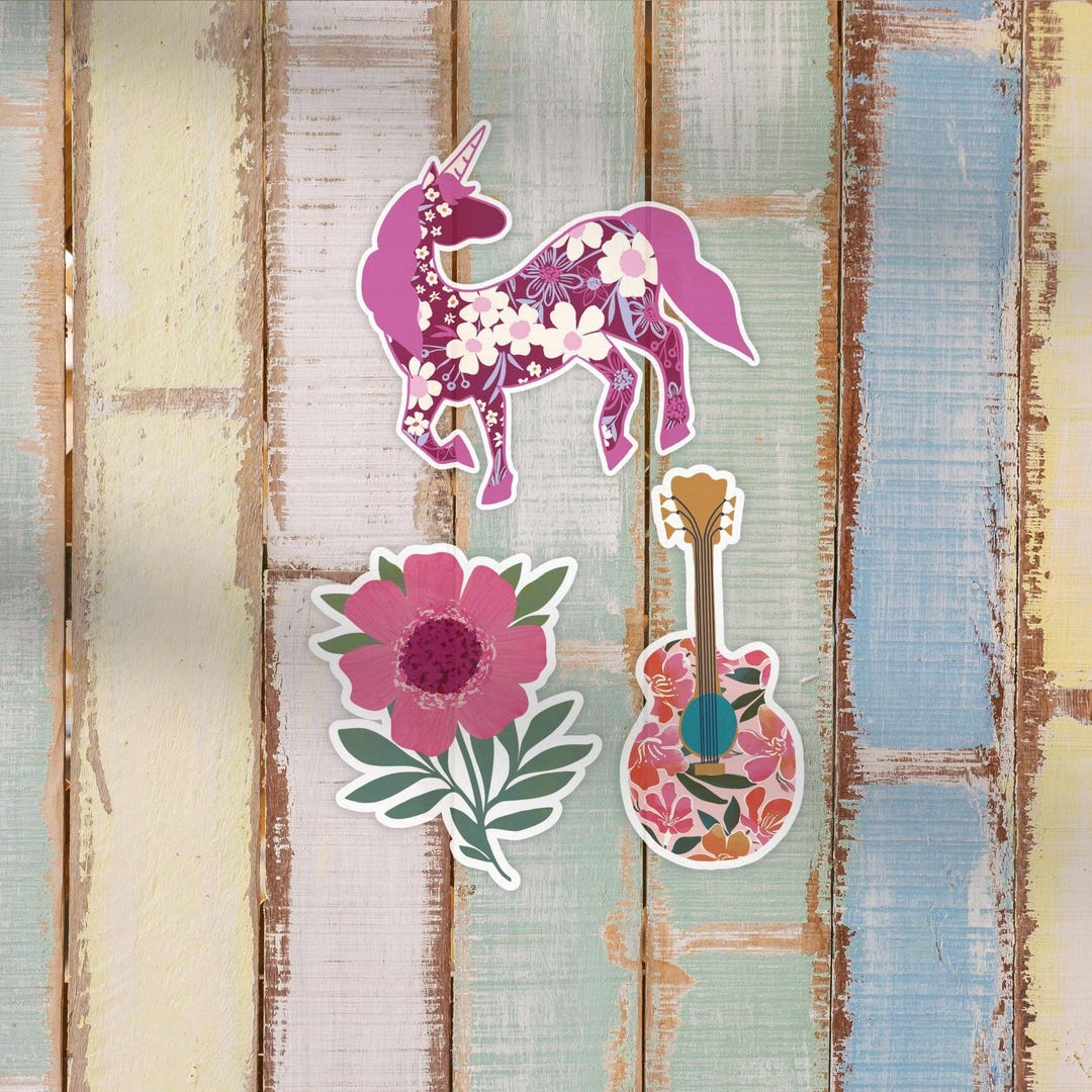 Large Pink Aesthetic Die-cut Vinyl Sticker Collection: 3 Sticker Set ...