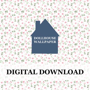Pink Flowers Miniature Dollhouse Wallpaper 1:12 scale | Digital Download | Mini Diorama | 8.5 x 11 | 11 x 17 | A4 | A3 Printable Sheets