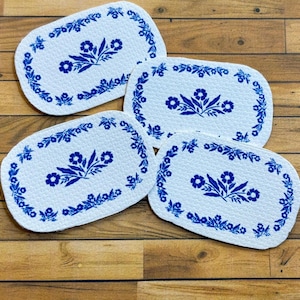 Set of Dollhouse Placemats - Vintage Corning Ware Blue Cornflower Pattern (1:12 Scale)