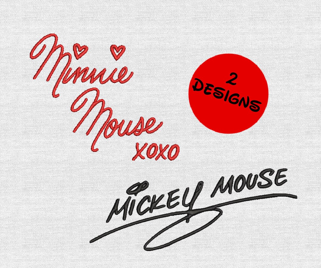 Mickey Signature Mickey and Minnie Signatures Machine Embroidery Design | Multiple Sizes ...
