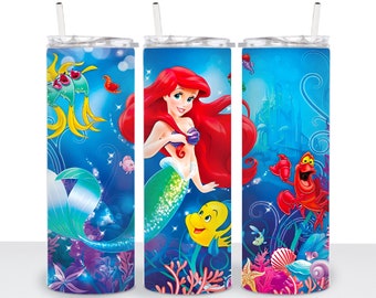 Ariel Tumbler Wrap: 20oz Skinny Sublimation Design (Digital Download)