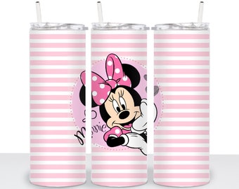 Minnie Mouse roze strepen 20oz bekerverpakking (digitale png-download)