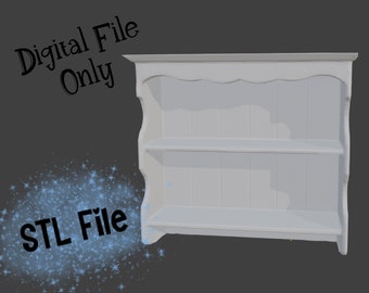 Dollhouse Miniature Farmhouse Shiplap Display Shelf STL File (1:12 Scale) (Digital Download)