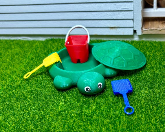 Dollhouse Miniature Turtle Sandbox | 1980s Retro Toy Decor
