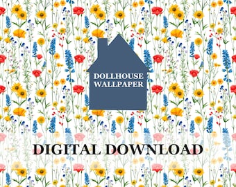 Wildflower Dollhouse Wallpaper | Miniature Floral Print (Digital Download)