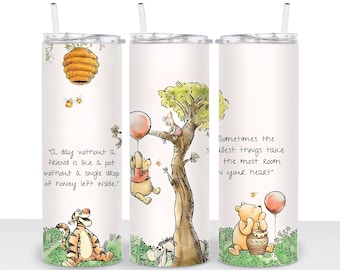 Winnie the Pooh Tumbler Wrap: Friendship Quote, 20oz Skinny Tumbler (Digital Download)