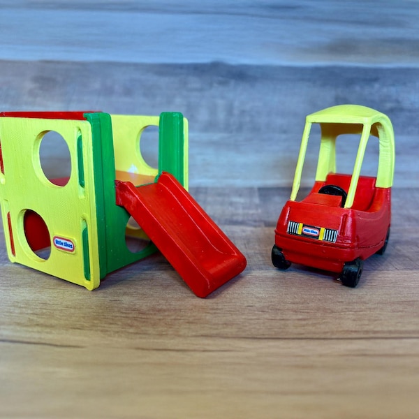 Dollhouse Miniature Playset | Vintage Toy Replica, Car Coop 1:12 Scale Diorama