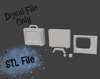 Miniature Dollhouse Vintage TV Toy STL File (1:12 Scale) (Digital Download)