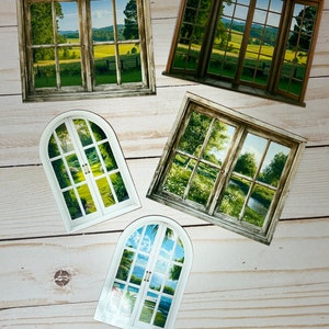 Dollhouse Miniature Faux Window Scene 1:12 Scale | Dollhouse Faux Wall Art | Diorama Decor | Choices to Choose From