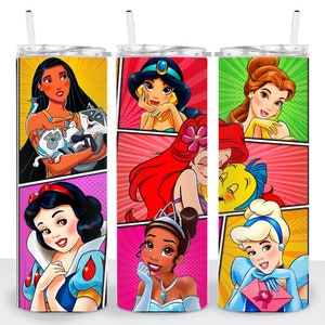 Comic Princesses Tumbler Wrap: Sublimation PNG (Digital Download)