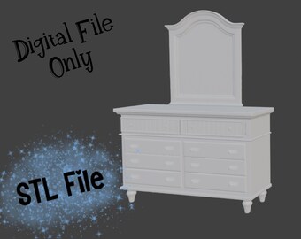 Miniature Farmhouse Dresser with Mirror STL File 1:12 Scale (Digital Download)