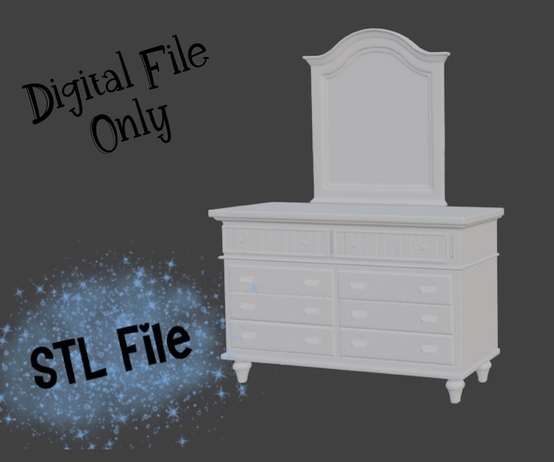 Miniature Farmhouse Dresser With Mirror STL File 1:12 Scale (digital ...
