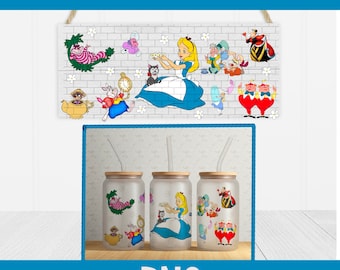 Alice im Wunderland 16 Unze Libbey Glasdose Sublimation PNG (Digitaler Download)