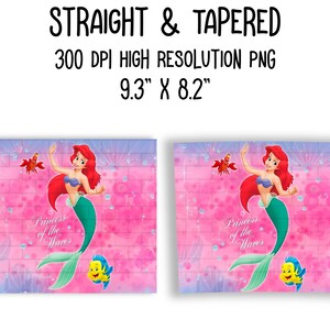 May include: Two digital printable images of Ariel, the Little Mermaid, in a pink and purple background with the text "Princess of the Waves".