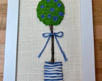 Topiary Finished Embroidery Framed