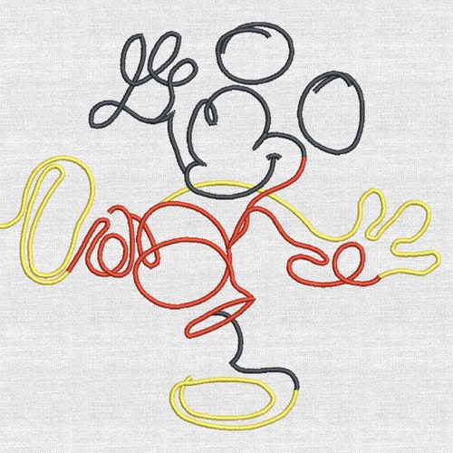 Mickey Line Art Machine Embroidery Design | Mulitple Sizes and Formats | Digital Download