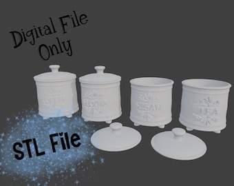 Dollhouse Kitchen Canister Set STL File | 1:12 or 1∶6 Scale (Digital Download)