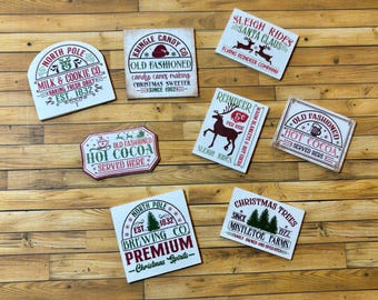 Letreros navideños vintage en miniatura para casas de muñecas / Escala 1:12