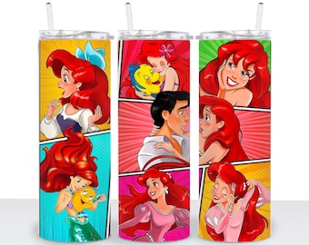 Ariel Little Mermaid Comic 20oz Tumbler Wrap (Digital Download)