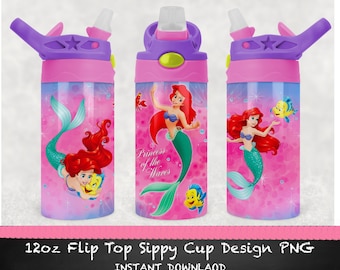Diseño de vaso para bebé de 355 ml de La Sirenita Ariel (descarga digital)