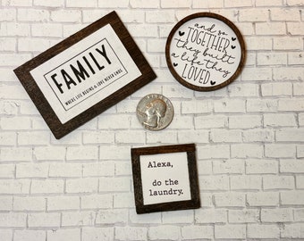 Dollhouse Miniature Wood Signs 1:12 Scale - Farmhouse Diorama Decor