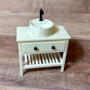 1:12 Scale Dollhouse Bathroom Sink Cabinet | Dollhouse Bathroom Decor | Diorama Furniture