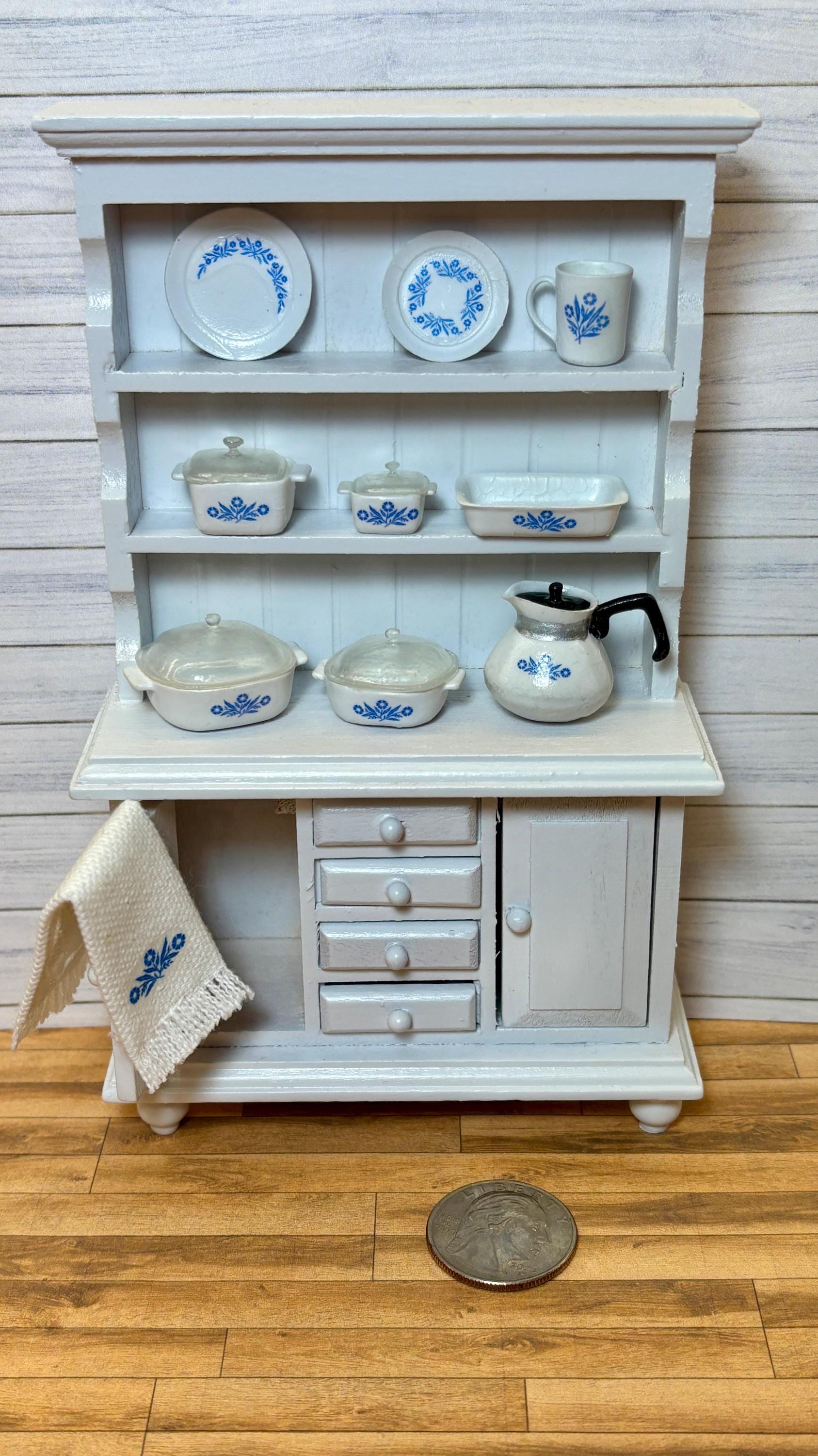 Dollhouse Miniature 1:12 CW Dishes | Retro Dollhouse Kitchen Decor | Cookware Diorama Decor