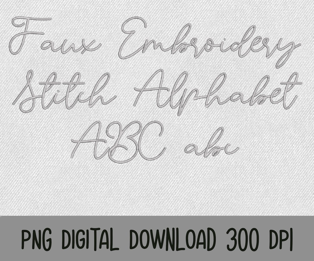 Faux Embroidery Stitch Alphabet: Silver PNG Letters (digital Download ...