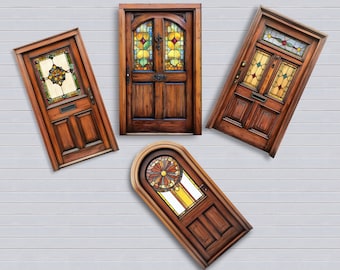 Poppenhuisminiatuur namaak glas-in-looddeur: schaal 1:12