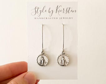 Mother Mary Silver Dangles Catholic Handmade Earrings