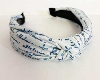 Regina Caeli Prayer Light Blue Handmade Knot Headband