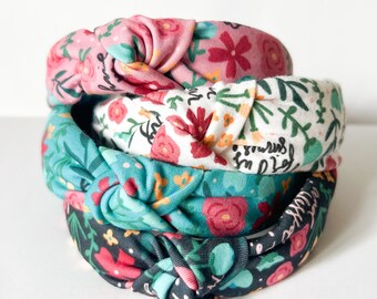 Hail Mary floral Handmade Knot Headband