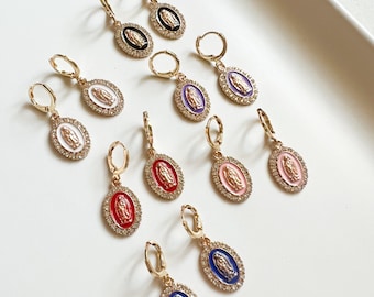 Mary Medal Catholic Handmade Earrings