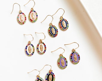 Mary Medal Catholic Handmade Earrings