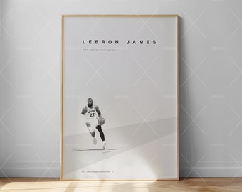 Lebron James Poster, Lebron Print, LA Lakers Print, Basketball Poster, Sports Poster, Mid-Century Modern, NBA, Basketball Gift