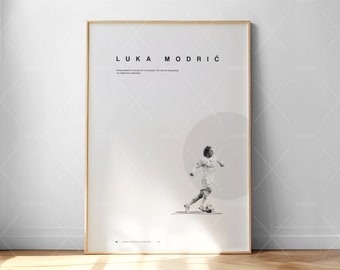 Póster de Luka Modric: Arte futbolístico moderno de mediados de siglo (Descarga digital)
