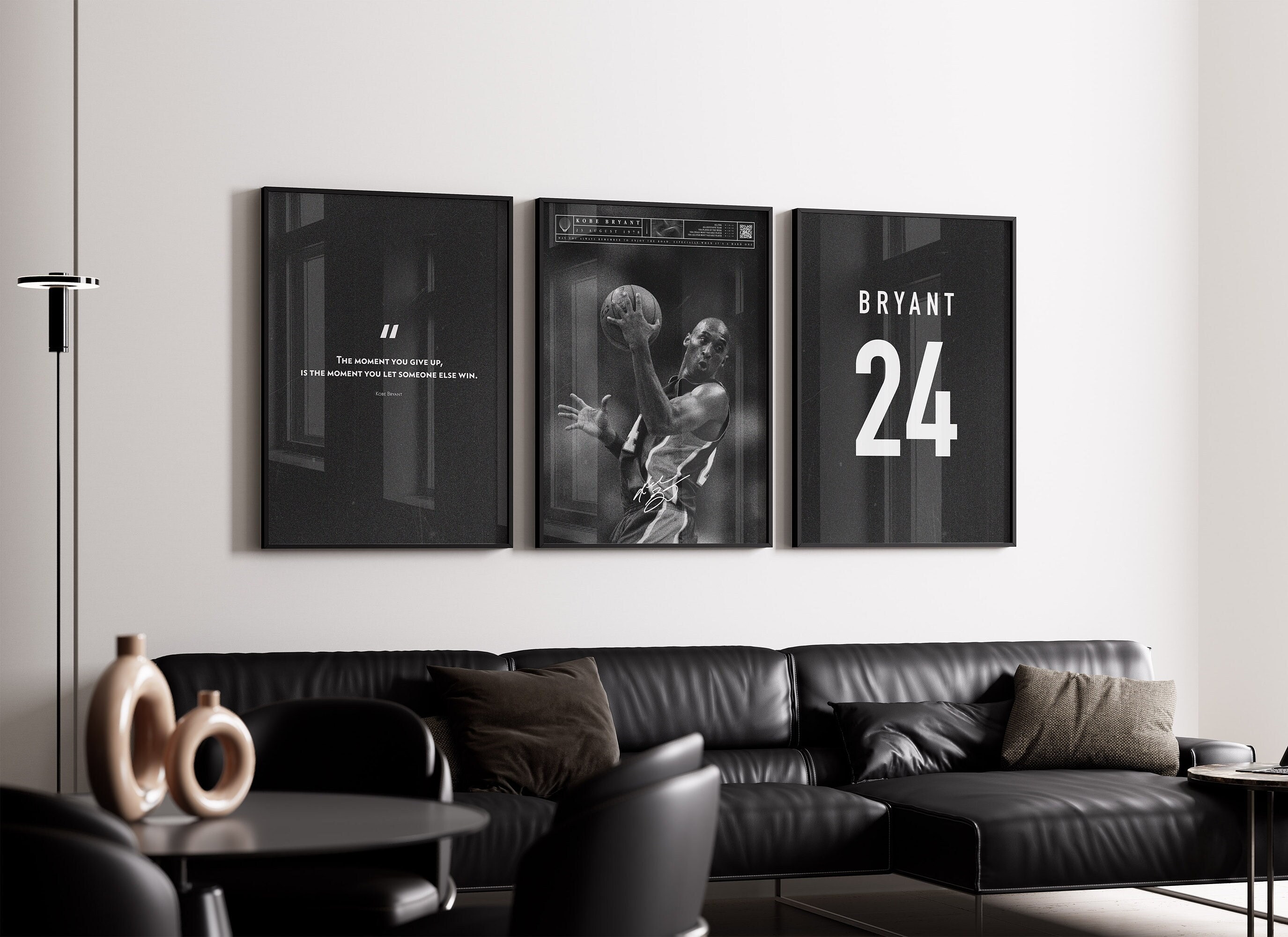 Kobe Bryant Mamba Mentality Definition Posters Bundle, LA Lakers Prints, NBA Black Mamba Basketball Printable Wall Art